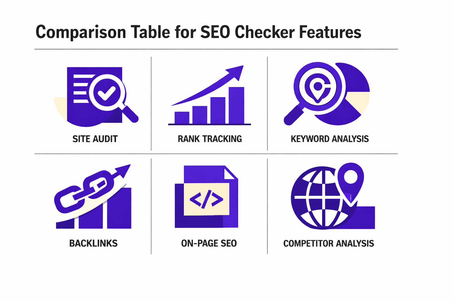 Comparison Table for SEO Checker Features - MygomSEO